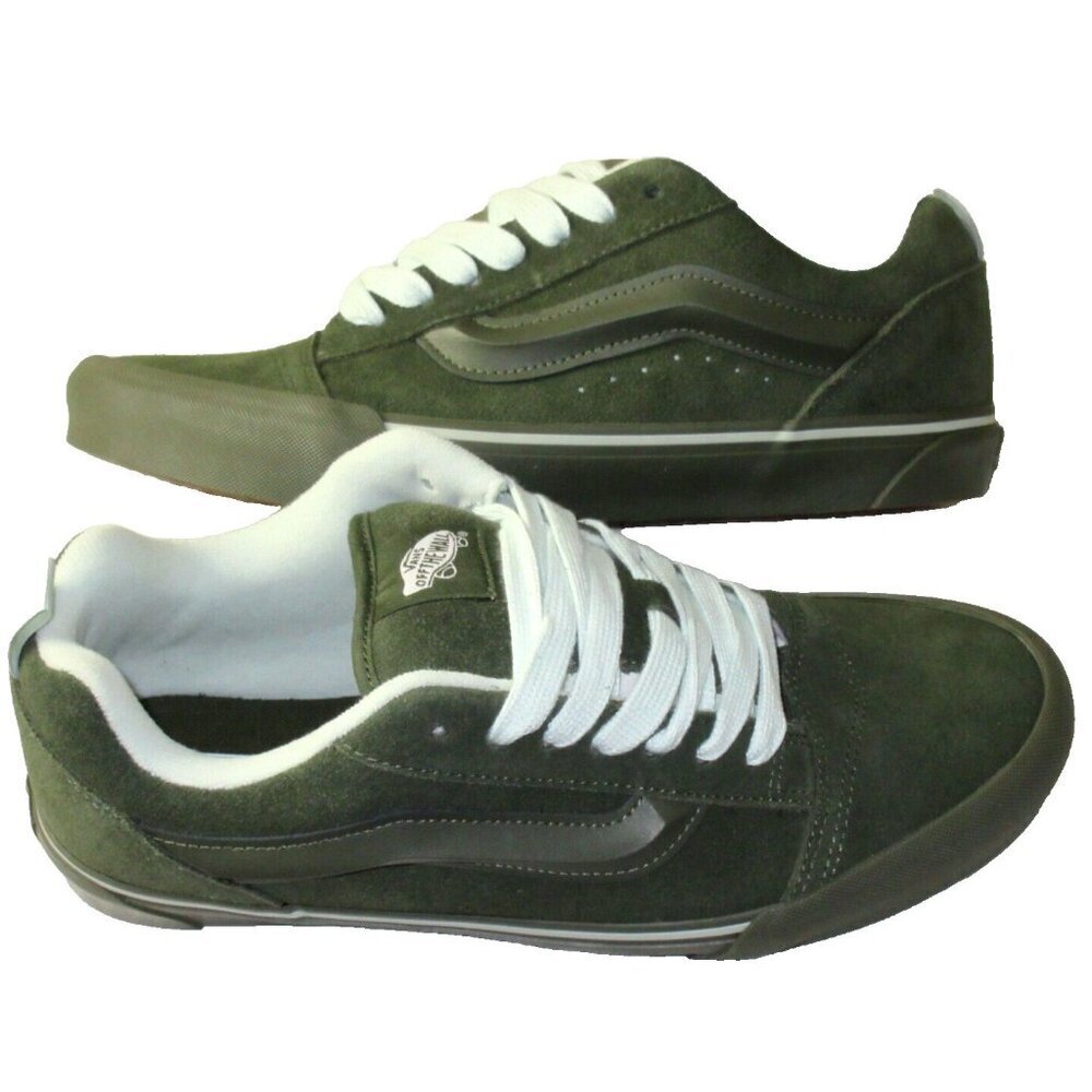 Vans Men's Knu Skool Utility Mono Olive Green Suede Skate Shoes sizes NIB
